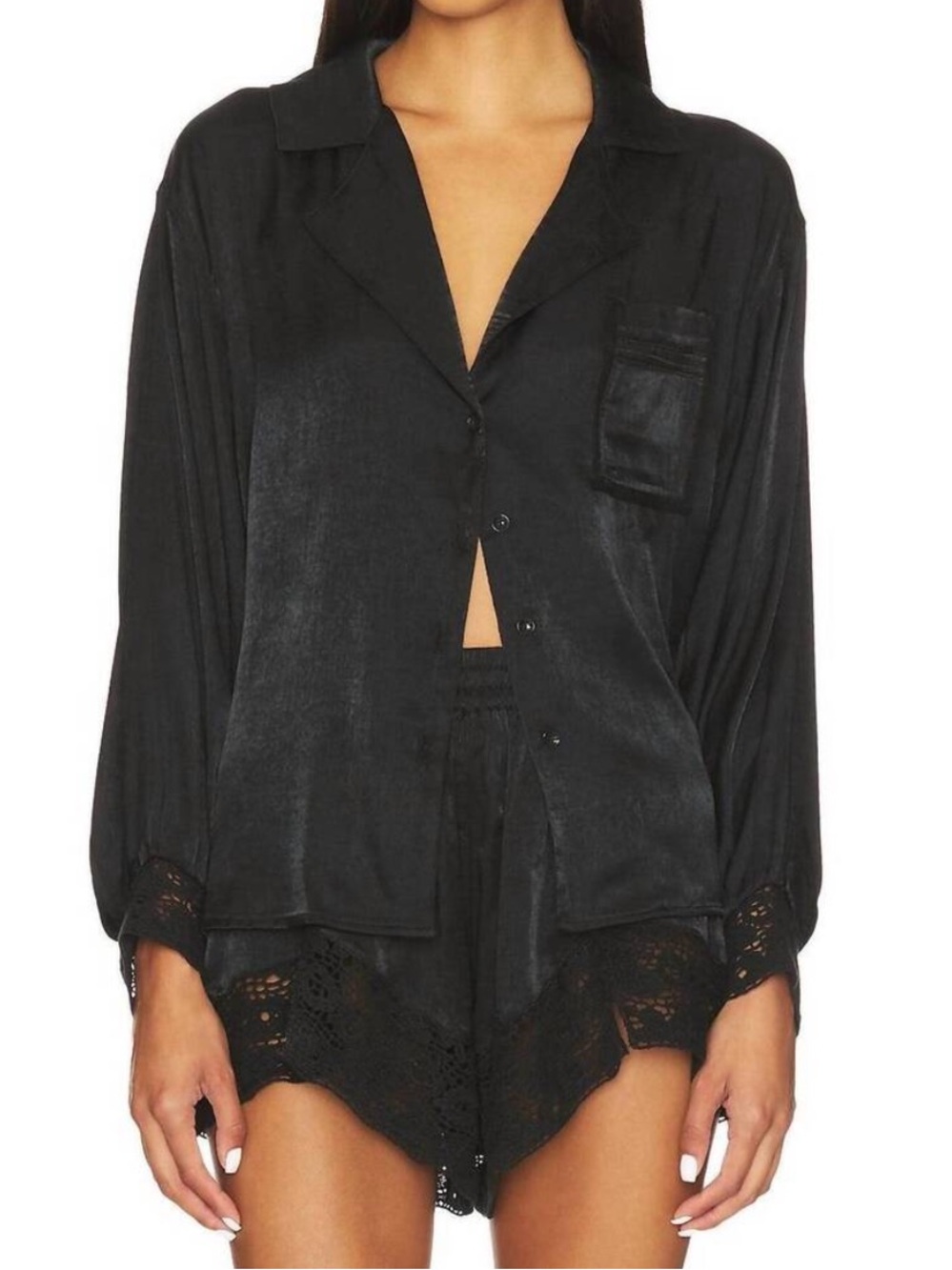 NEW FREE PEOPLE midnight muse tunic sleep shirt in black size large